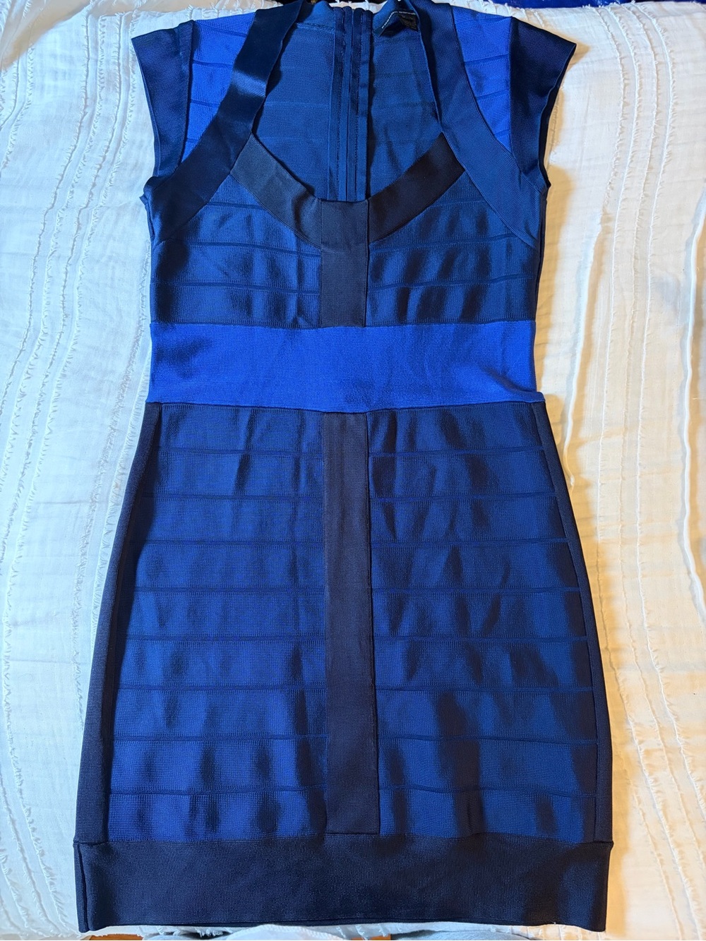French Connection Blue and Navy Bandage Bodycon Dress